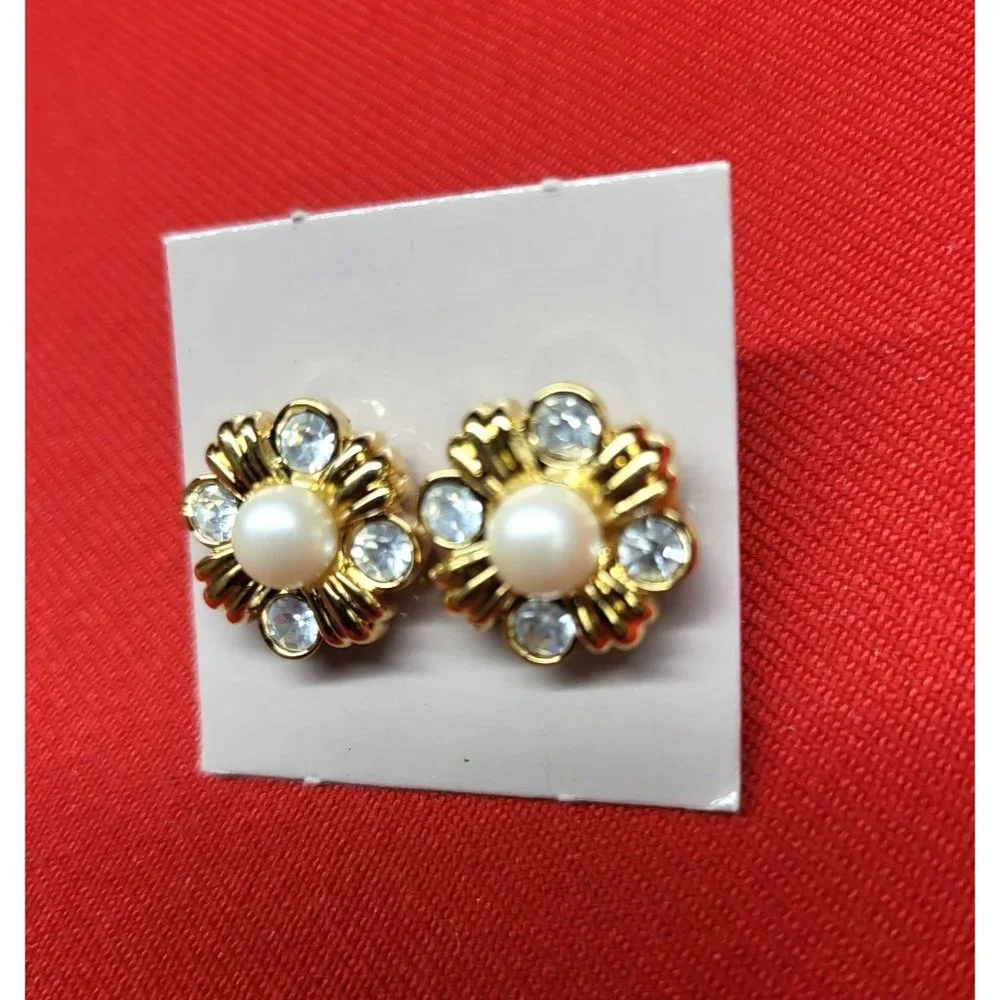 Vintage Avon Precious Sparkle Pierced Earrings 1991